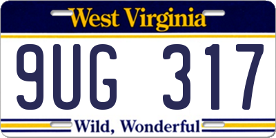 WV license plate 9UG317