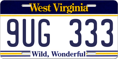 WV license plate 9UG333