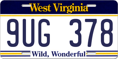 WV license plate 9UG378