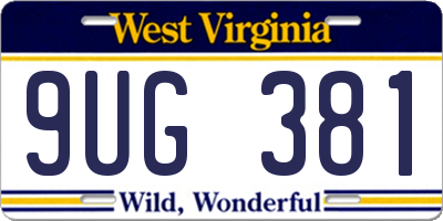 WV license plate 9UG381