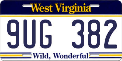WV license plate 9UG382