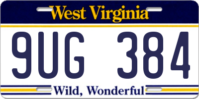 WV license plate 9UG384
