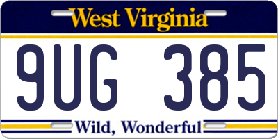 WV license plate 9UG385