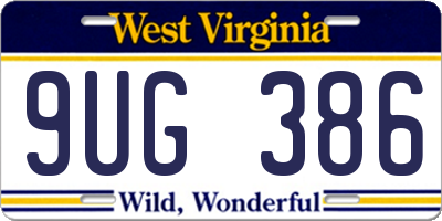 WV license plate 9UG386