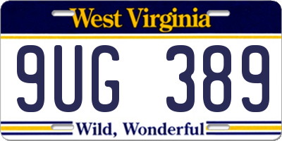 WV license plate 9UG389