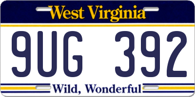 WV license plate 9UG392