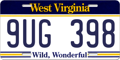 WV license plate 9UG398