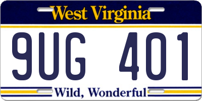 WV license plate 9UG401
