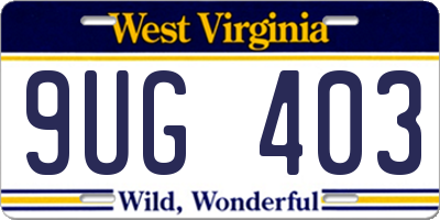 WV license plate 9UG403