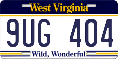 WV license plate 9UG404