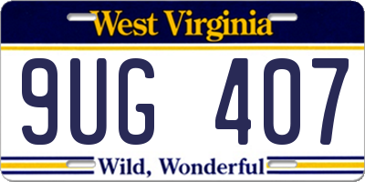 WV license plate 9UG407