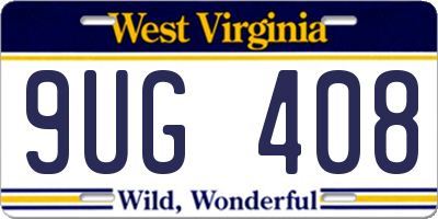 WV license plate 9UG408