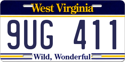 WV license plate 9UG411