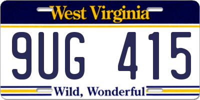 WV license plate 9UG415