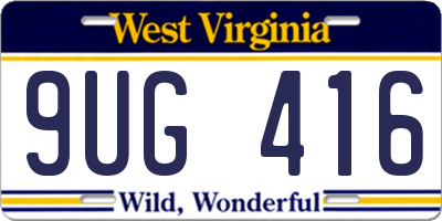 WV license plate 9UG416
