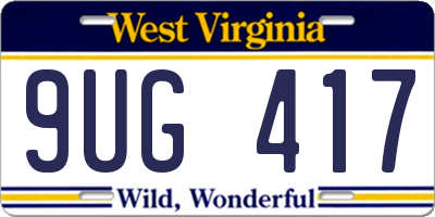 WV license plate 9UG417