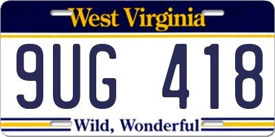 WV license plate 9UG418