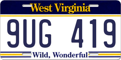 WV license plate 9UG419
