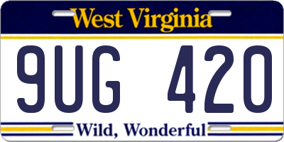 WV license plate 9UG420