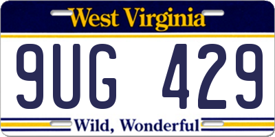 WV license plate 9UG429