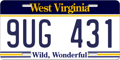 WV license plate 9UG431