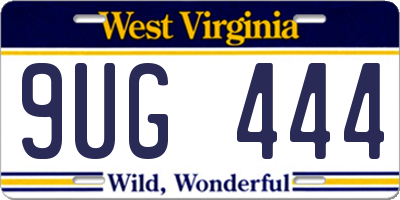 WV license plate 9UG444