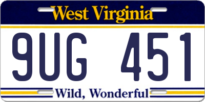 WV license plate 9UG451