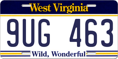 WV license plate 9UG463