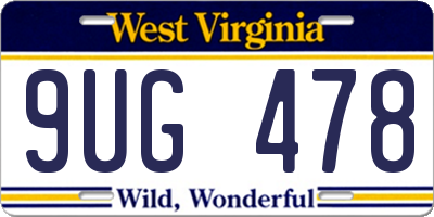 WV license plate 9UG478