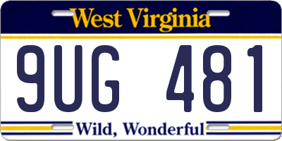 WV license plate 9UG481