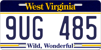 WV license plate 9UG485
