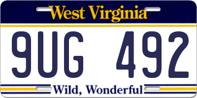 WV license plate 9UG492