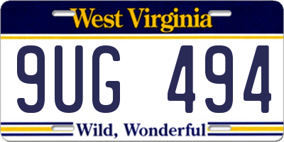 WV license plate 9UG494
