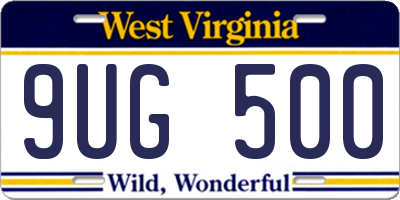 WV license plate 9UG500