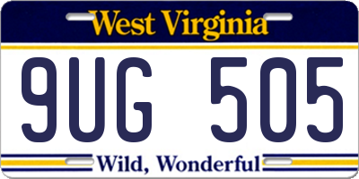 WV license plate 9UG505