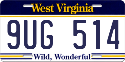 WV license plate 9UG514