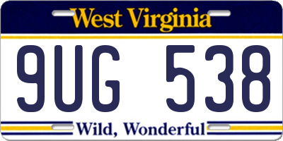 WV license plate 9UG538