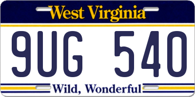 WV license plate 9UG540