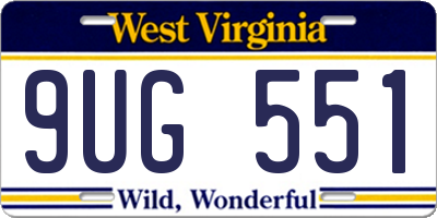 WV license plate 9UG551