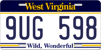 WV license plate 9UG598