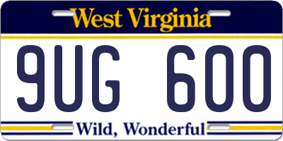 WV license plate 9UG600
