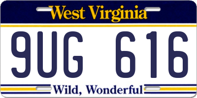 WV license plate 9UG616