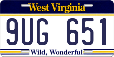 WV license plate 9UG651