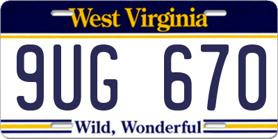 WV license plate 9UG670
