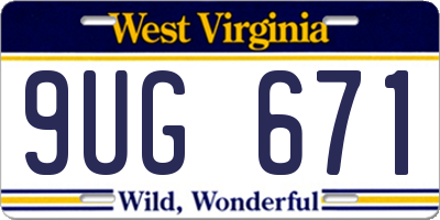 WV license plate 9UG671