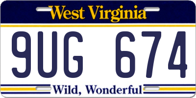 WV license plate 9UG674