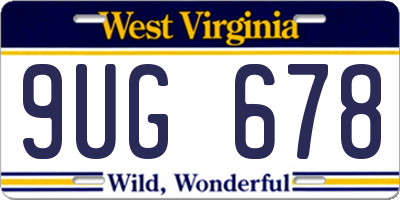 WV license plate 9UG678