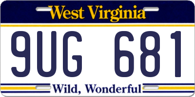 WV license plate 9UG681