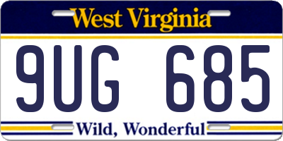 WV license plate 9UG685