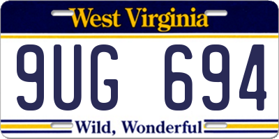 WV license plate 9UG694